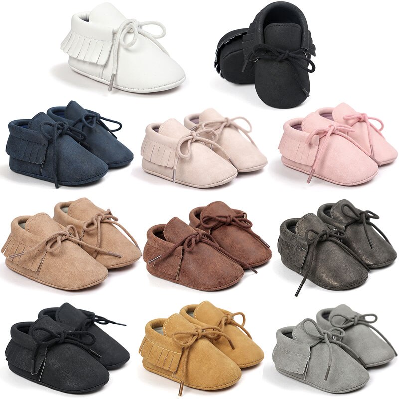 Baby's Solid Color Leather Moccasins