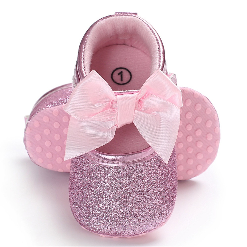 Baby Girl's Lace Up Glitter Bowknot First Walkers