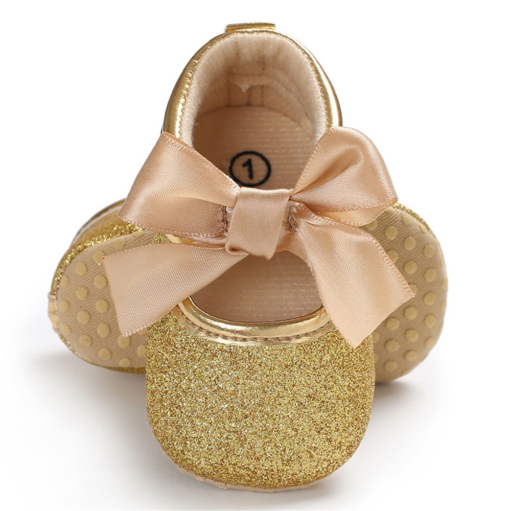 Baby Girl's Lace Up Glitter Bowknot First Walkers