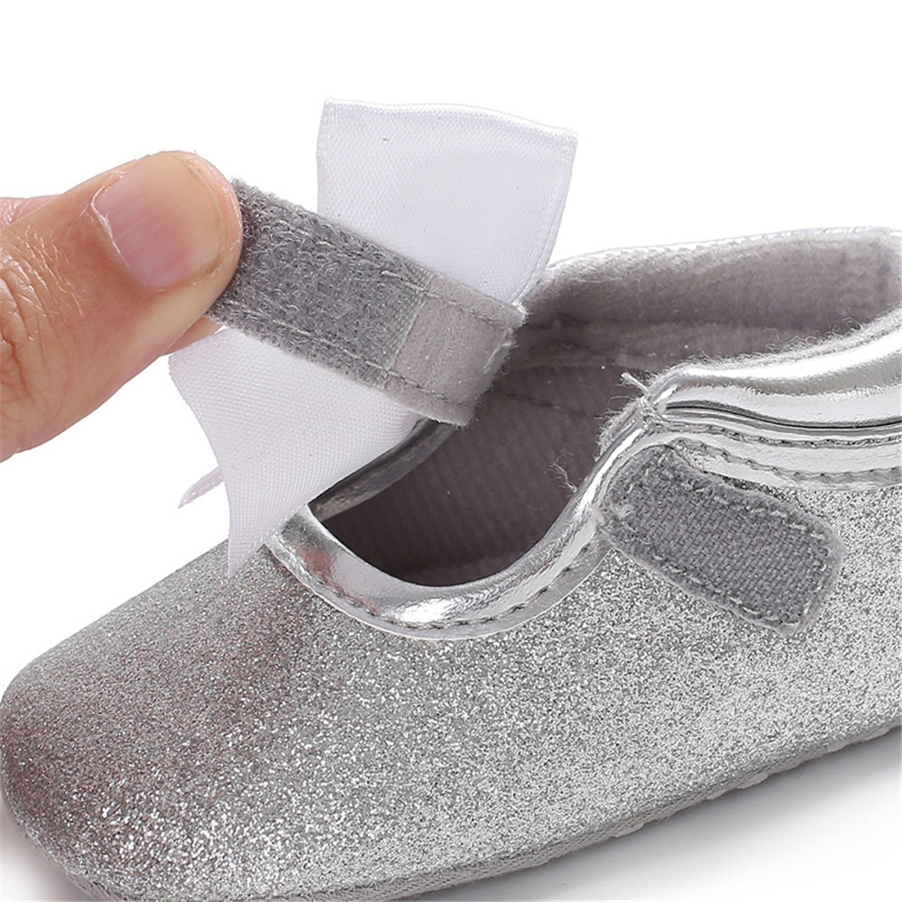 Baby Girl's Lace Up Glitter Bowknot First Walkers