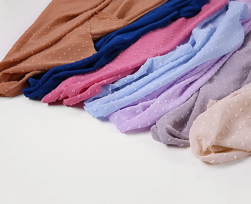 Luxuey Pom Bubble Chiffon Hijabs Scarf For Woman Long Shawl Wrap Muslim Headband Veil Jersey Hijabs 175*70cm