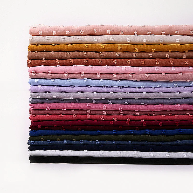 Luxuey Pom Bubble Chiffon Hijabs Scarf For Woman Long Shawl Wrap Muslim Headband Veil Jersey Hijabs 175*70cm