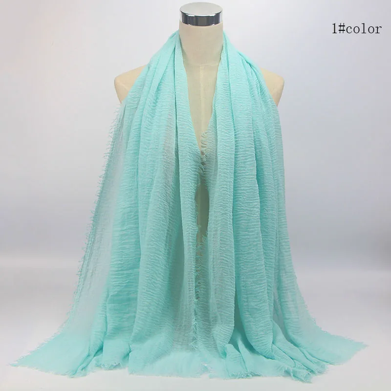 Wholesale price 70*180cm Women Muslim Crinkle Hijab Scarf Femme Musulman Soft Cotton Headscarf Islamic Hijab Shawls and Wraps
