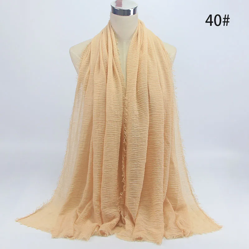 Wholesale price 70*180cm Women Muslim Crinkle Hijab Scarf Femme Musulman Soft Cotton Headscarf Islamic Hijab Shawls and Wraps