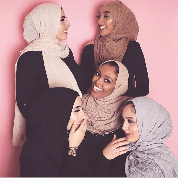 Wholesale price 70*180cm Women Muslim Crinkle Hijab Scarf Femme Musulman Soft Cotton Headscarf Islamic Hijab Shawls and Wraps