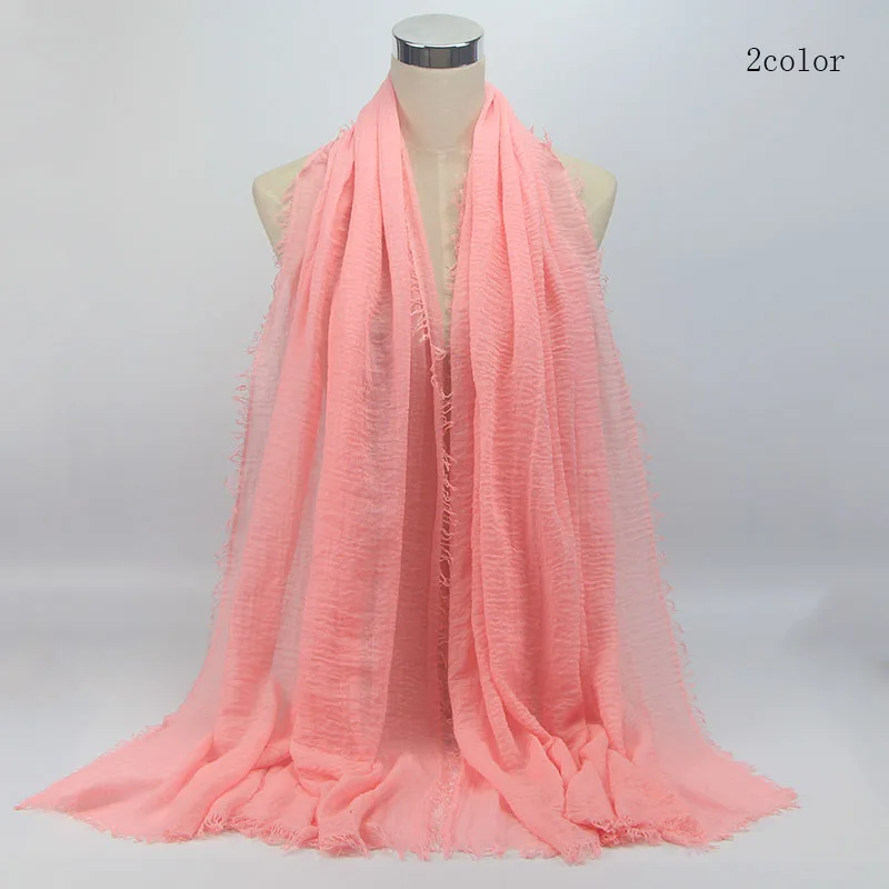 Wholesale price 70*180cm Women Muslim Crinkle Hijab Scarf Femme Musulman Soft Cotton Headscarf Islamic Hijab Shawls and Wraps
