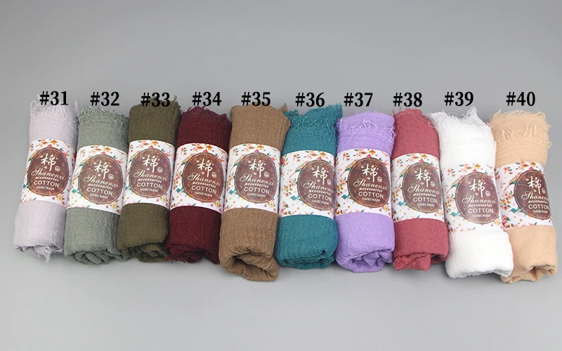 Wholesale price 70*180cm Women Muslim Crinkle Hijab Scarf Femme Musulman Soft Cotton Headscarf Islamic Hijab Shawls and Wraps