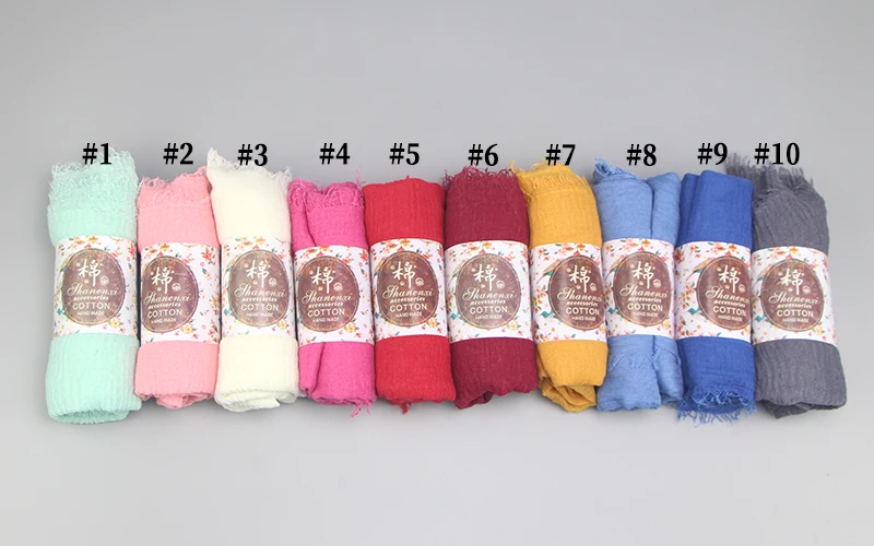 Wholesale price 70*180cm Women Muslim Crinkle Hijab Scarf Femme Musulman Soft Cotton Headscarf Islamic Hijab Shawls and Wraps