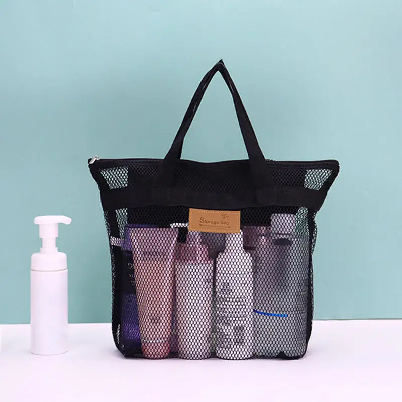 Mesh Toiletry Travel Bag Portable Handheld Makeup Organizer for Cosmetics Bathroom Essentials Lightweight Breathable Design