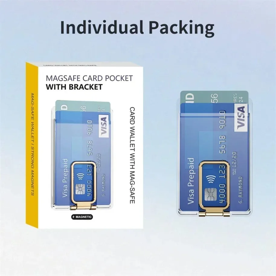 2 in 1 Magnetic Phone Card HolderCard Bracket For Magsafe iPhone 17 16 15 14 13 12 Bank Card Storage Safe Phone Shell