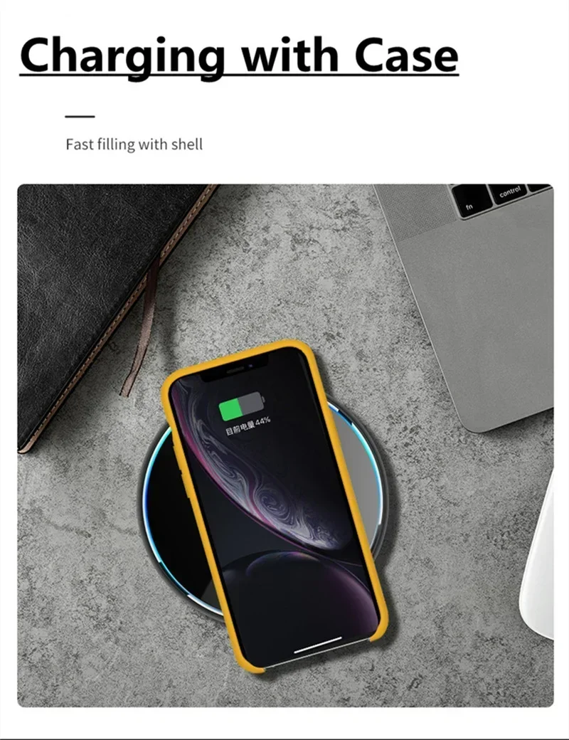 Wireless Charger Pad Stand Desktop Ultra-thin Mobile Phone Fast Charging Dock Station For iPhone 16 15 14 13 Samsung Note Xiaomi