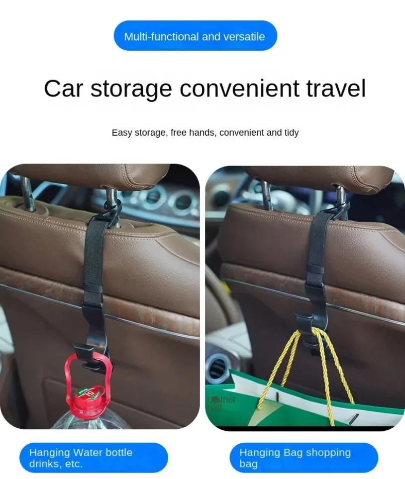 2pcs Multi-function Car Back Seat Hook Rear Seat Headrest Hanging Hook Umbrella Holder Seat Back Storage Hook Auto Interior Tool