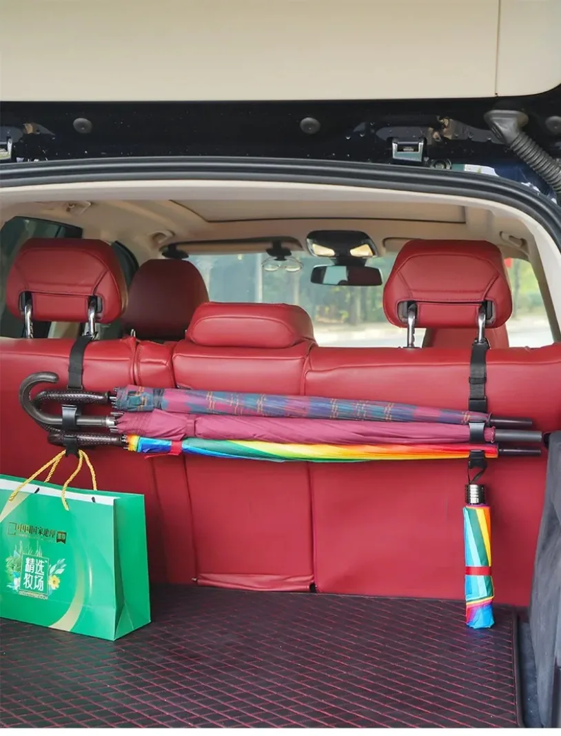 2pcs Multi-function Car Back Seat Hook Rear Seat Headrest Hanging Hook Umbrella Holder Seat Back Storage Hook Auto Interior Tool