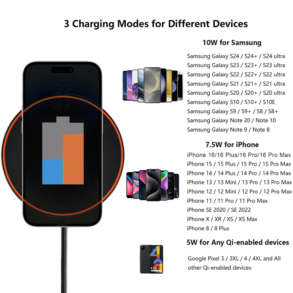 VIKEFON Wireless Charger Pad With Charge Dock For iPhone 17 16 15 14 13 12 Pro Aipods Pro 3 Samsung S25 Fast Charging Station