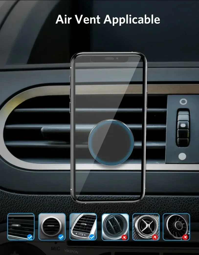 VIKEFON Car Phone Holder Air Vent Magnet Smartphone Mobile Stand Magnetic Cell GPS Mount For iPhone 16-12 Xiaomi Samsung stand
