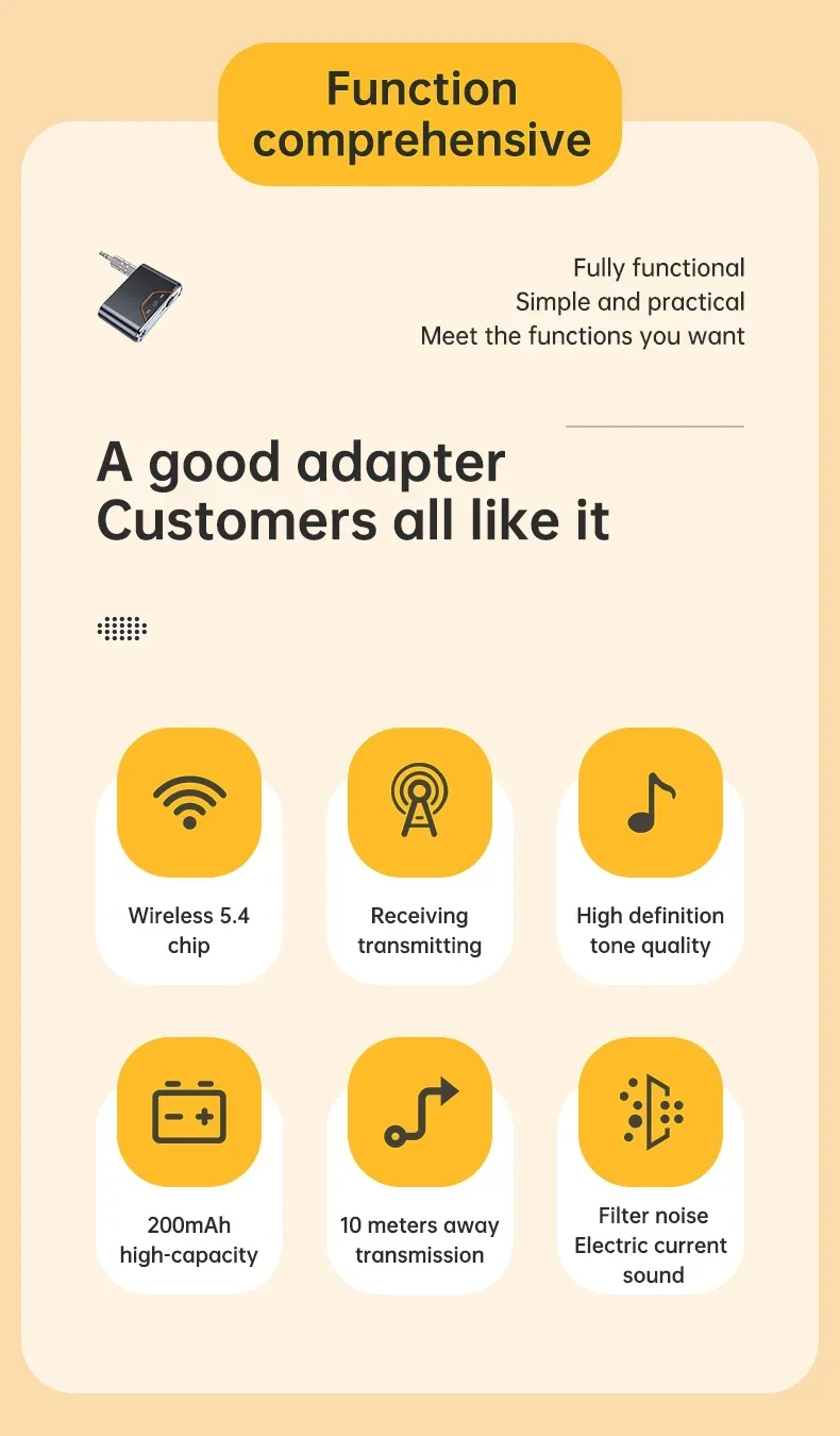 Wireless Bluetooth 5.4 Audio Receiver Transmitter 3.5mm AUX Jack Adapter TF Card Playback Hands Free for Car Radio TV Earphones