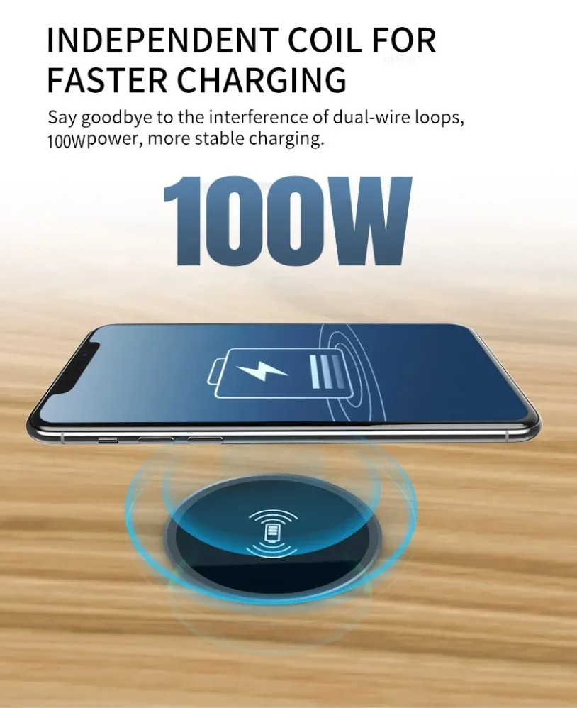VIKEFON Quick Wireless Desktop Embedded Charger For iPhone 17-12 Samsung Huawei Xiaomi Oppo Phone Fast Inductive Charging