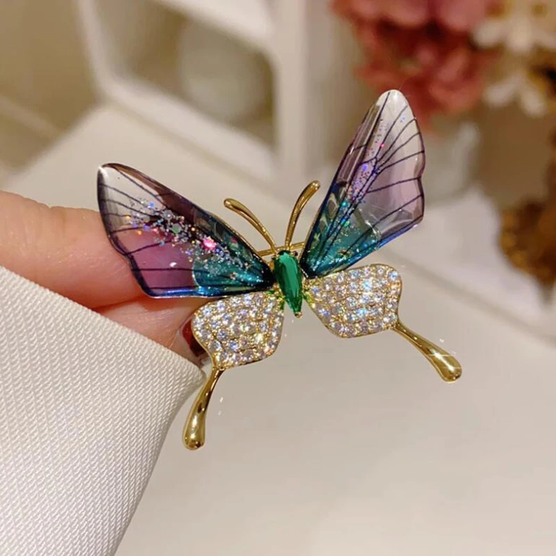 Dragonfly Butterfly Women Crystal Brooches Badge Pin Vintage Zircon Collar Pins Weddings Office Party Scarf Pin Jewelry Gift