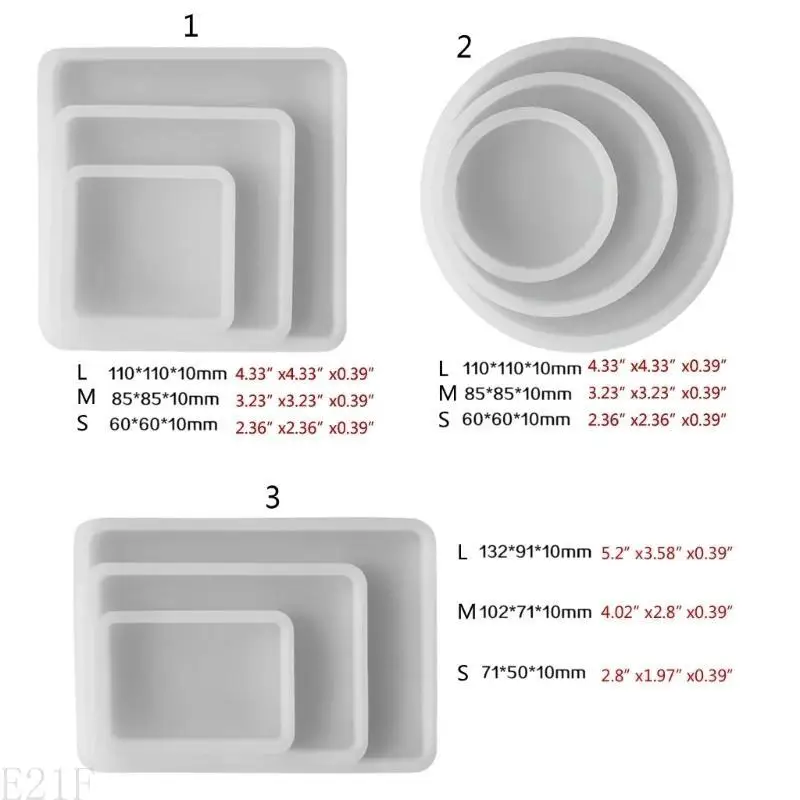 E21F 3pcs Epoxy Resin Molds Geometry Tray Silicone Mold DIY Crafts Tool