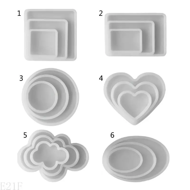 E21F 3pcs Epoxy Resin Molds Geometry Tray Silicone Mold DIY Crafts Tool
