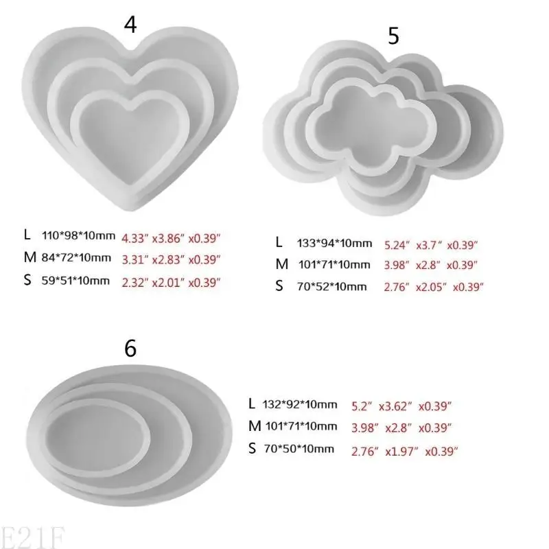 E21F 3pcs Epoxy Resin Molds Geometry Tray Silicone Mold DIY Crafts Tool