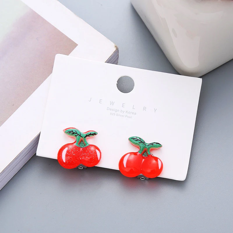 Children's Earrings No Punch Cute Vegetables Flowers Girls Ear Clips Korean Version Pain-resistant Resin Children's Ear Clips
