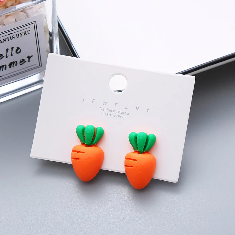 Children's Earrings No Punch Cute Vegetables Flowers Girls Ear Clips Korean Version Pain-resistant Resin Children's Ear Clips