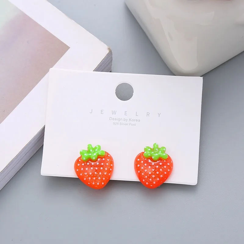 Children's Earrings No Punch Cute Vegetables Flowers Girls Ear Clips Korean Version Pain-resistant Resin Children's Ear Clips
