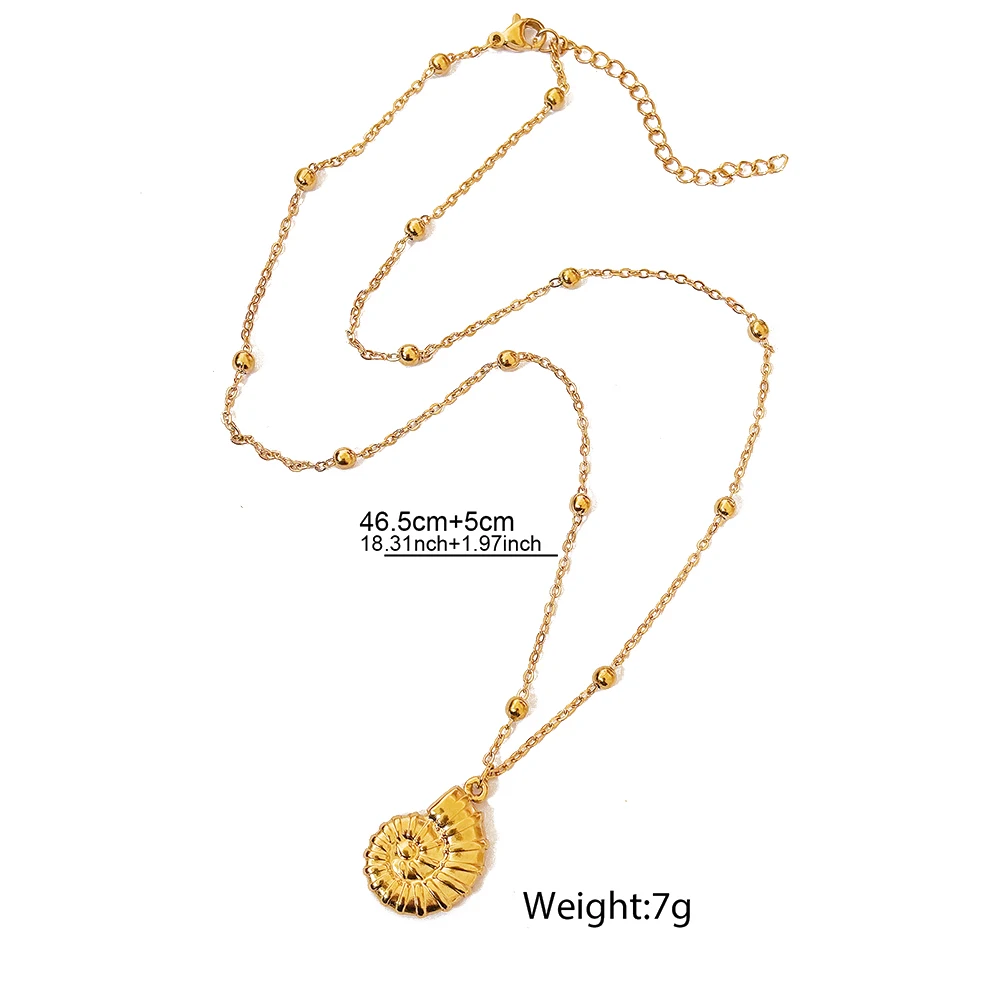 DGIDDK Bohemian Style Stainless Steel Nautilus Shell Ocean Beach Jewelry Necklace Conch Handmade Jewelry For Women Daily Wear