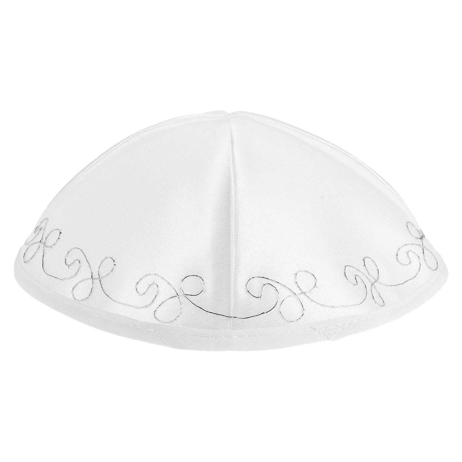 Yemenite Kippah White Polyester Men Foldable Breathable Lightweight Prayer Jewish Skullcap Festival Ceremony Religious Head