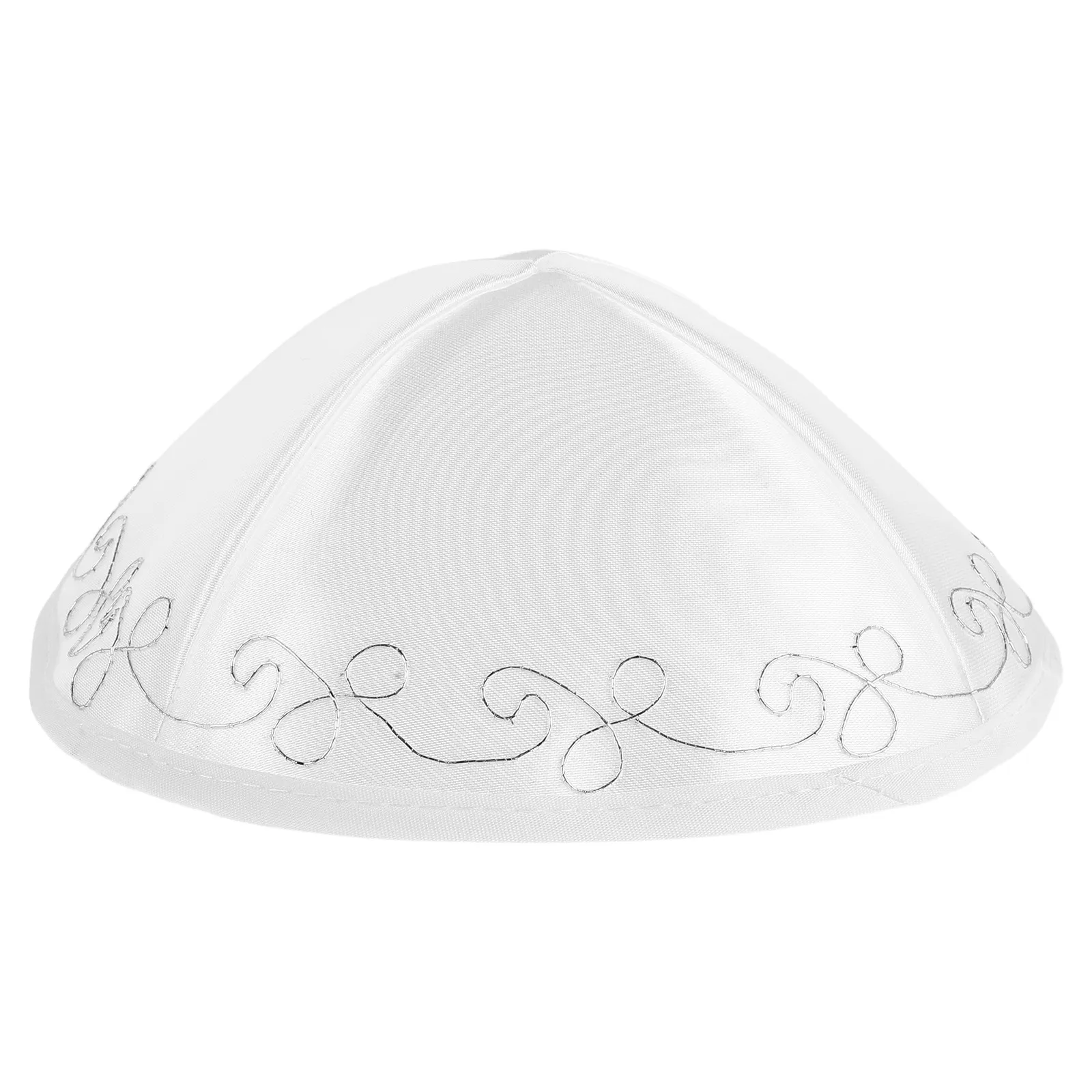 Yemenite Kippah Hat White Polyester Lightweight Hand-Knit Men Jewish Skullcap Prayer Cap Festival Ceremony Wedding Party