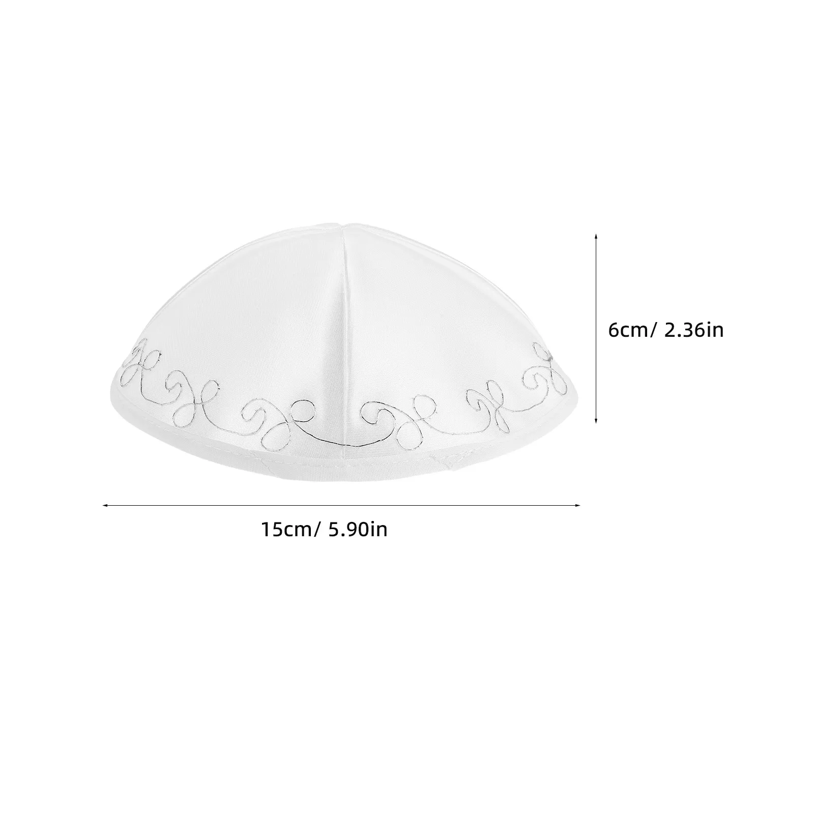 Yemenite Kippah Hat White Polyester Lightweight Hand-Knit Men Jewish Skullcap Prayer Cap Festival Ceremony Wedding Party