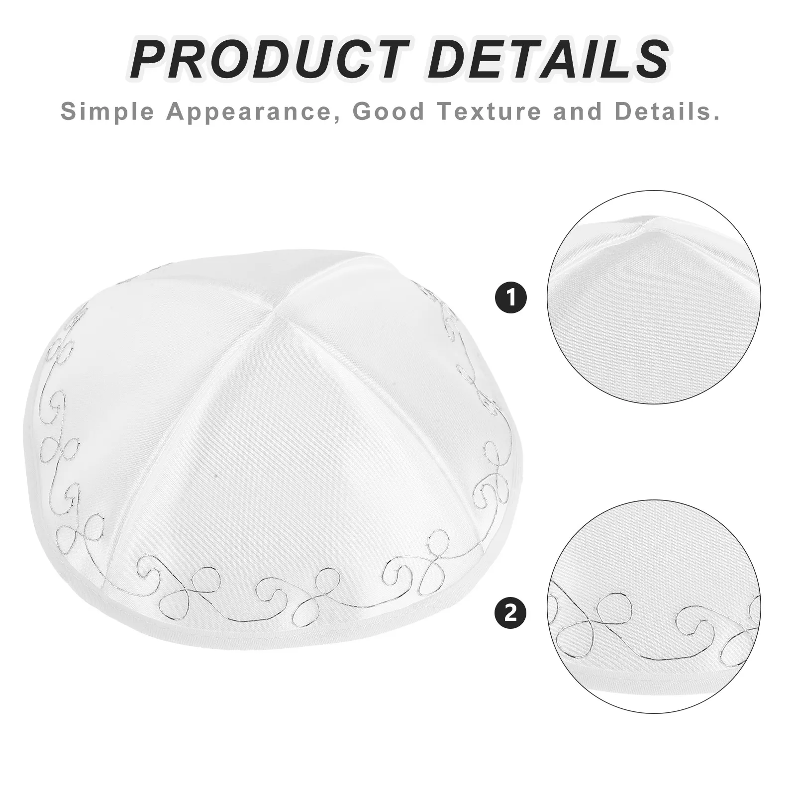 Yemenite Kippah Hat White Polyester Lightweight Hand-Knit Men Jewish Skullcap Prayer Cap Festival Ceremony Wedding Party