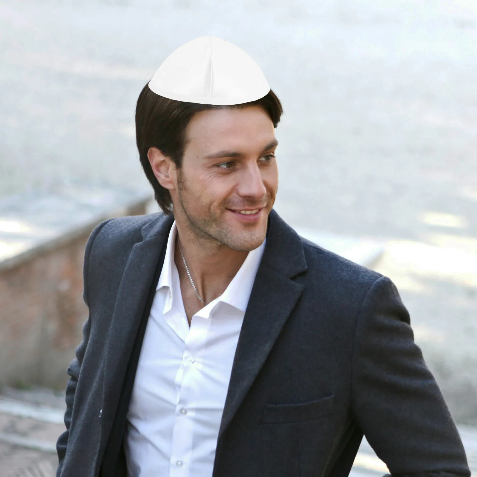 White Polyester Jewish Kippah Yarmulke Cap Breathable Skull Cap Men Prayer Daily Ceremony Hat Jewish Hat Yemenite Prayer Kippah