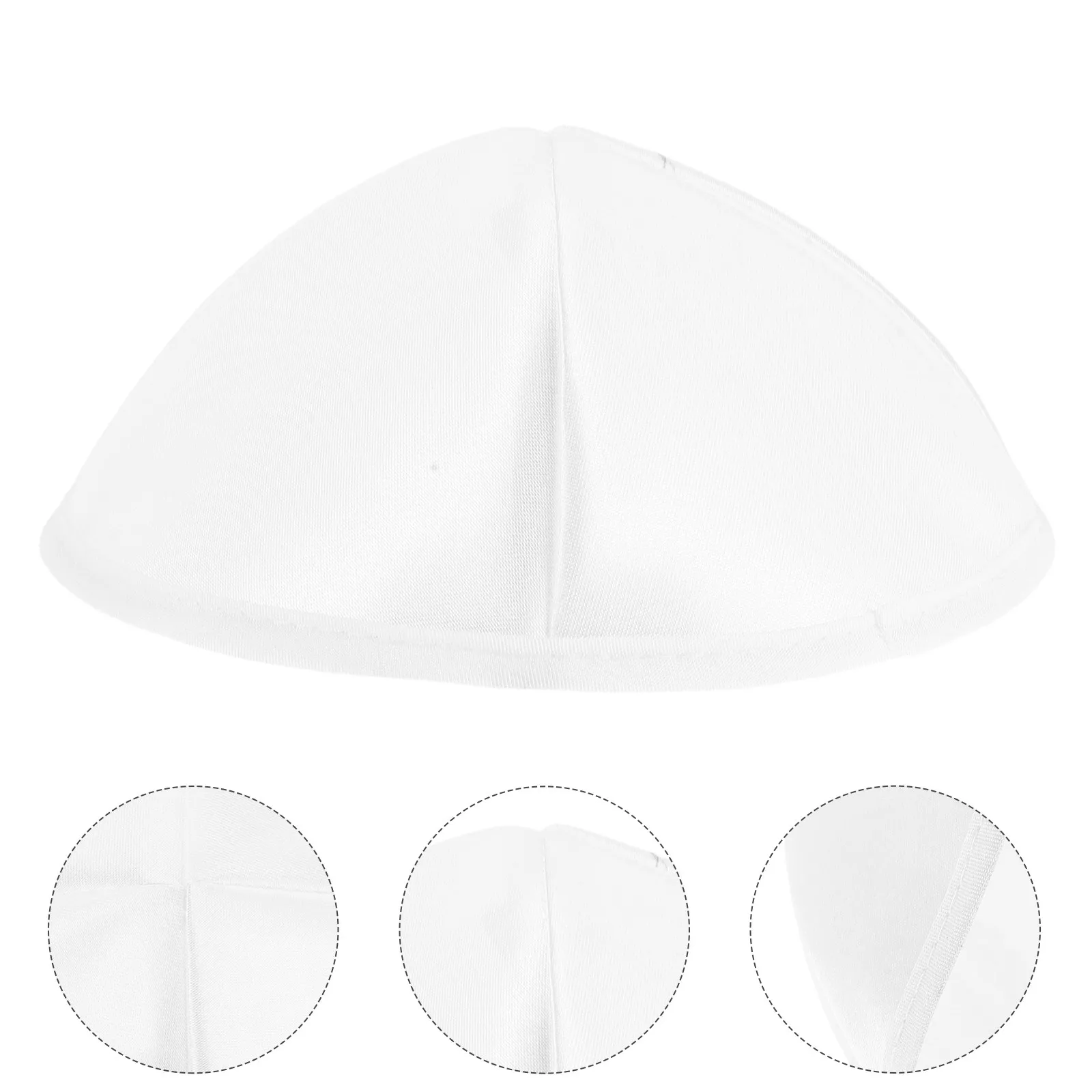 White Polyester Jewish Hat Round Top Kippah Breathable Yarmulke Hat Prayer Cap Men Ceremonial Headwear Yemenite Prayer Kippah