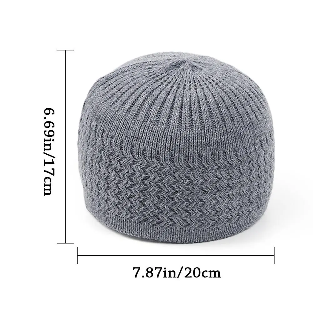 Winter Knitted Muslim Men Prayer Hats Unisex Beanies Cap Warm Islamic Ramadan Jewish Kippah Homme Hat Men's Wrap Head Caps