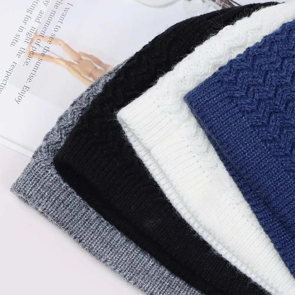 Winter Knitted Muslim Men Prayer Hats Unisex Beanies Cap Warm Islamic Ramadan Jewish Kippah Homme Hat Men's Wrap Head Caps