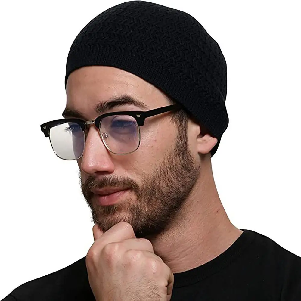 Winter Knitted Muslim Men Prayer Hats Unisex Beanies Cap Warm Islamic Ramadan Jewish Kippah Homme Hat Men's Wrap Head Caps