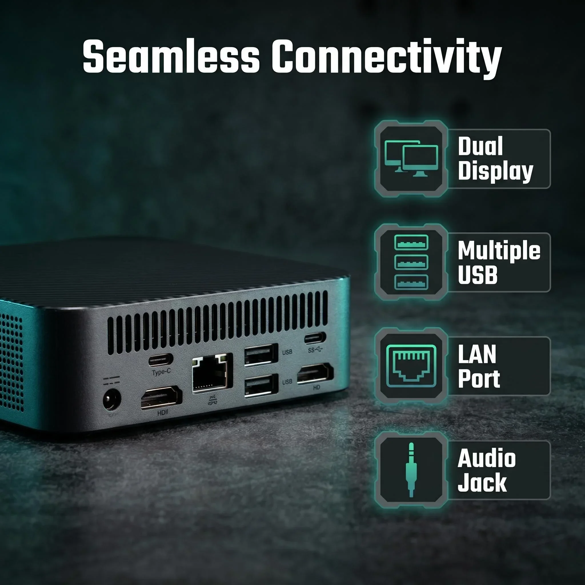 High‑Performance Mini Desktop PC Intel Core i9-10980HK Fast Portable Mini PC 16GB 2TB SSD FHD 4K HDMI WiFi6 For Work & Game