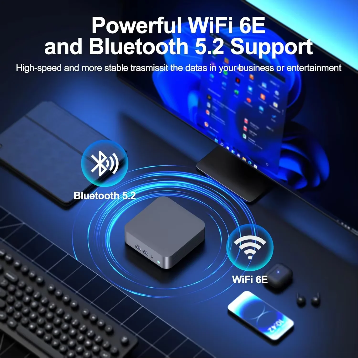 Mini PC Windows 11 Pro, Intel Core I9-10980HK, 16GB/32GB RAM, 1TB SSD, Wi-Fi 6, Bluetooth 5.2, 4K HD – Ideal for Office & Study