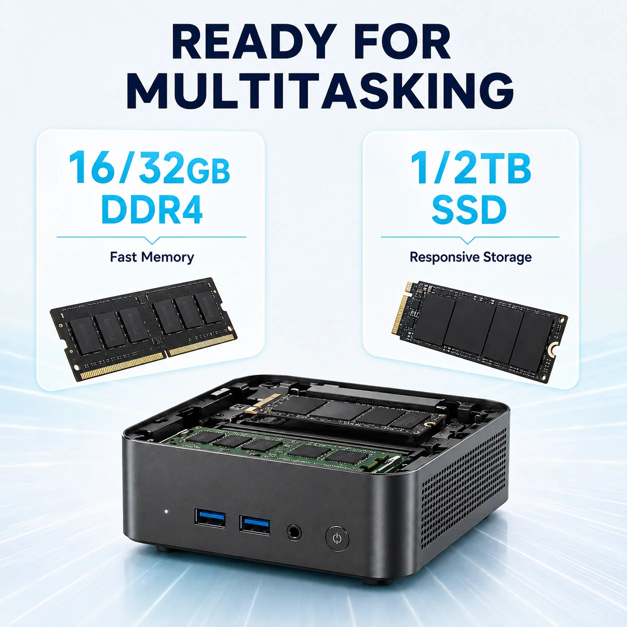 Mini PC Windows 11 Pro, Intel Core I9-10980HK, 16GB/32GB RAM, 1TB SSD, Wi-Fi 6, Bluetooth 5.2, 4K HD – Ideal for Office & Study