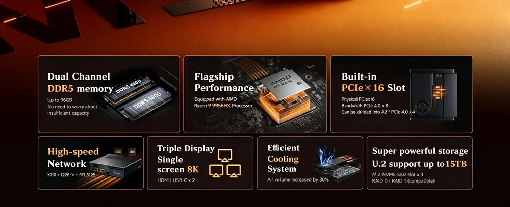 MINISFORUM MS-A2 Mini PC Gamer AMD Ryzen 9 9955HX 8945HX 2x10G SFP 2x2.5G LAN NAS Computer Workstation Homelab Server Windows 11