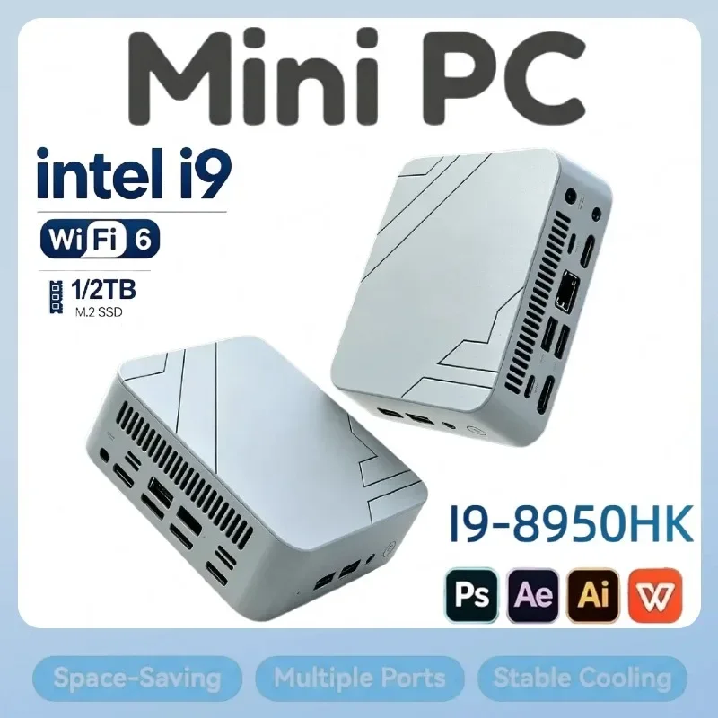 Portable Mini PC Gamer Computer Intel Core i9-8950HK 16GB RAM 1TB/2TB SSD FHD Bluetooth WiFi6 Gaming Office 4K HDMI