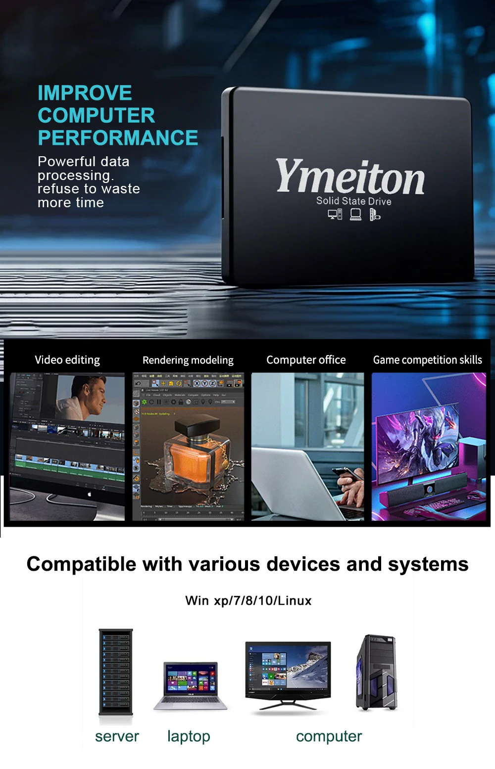 Ymeiton 2-10PCS SSD Custom 120GB 240GB 480GB 960GB Internal Sata3 Solid State Drive 2.5 128GB 256GB 512GB 1TB SSD for PC Laptop