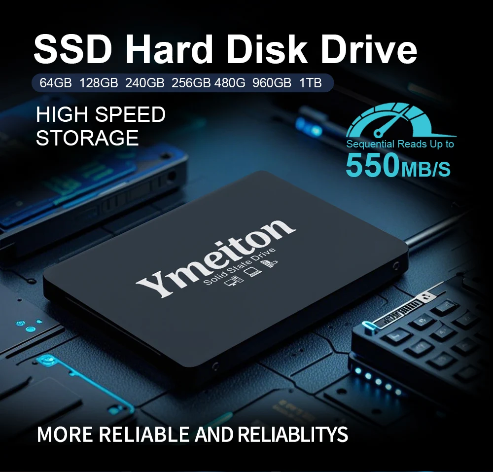 Ymeiton 2-10PCS SSD Custom 120GB 240GB 480GB 960GB Internal Sata3 Solid State Drive 2.5 128GB 256GB 512GB 1TB SSD for PC Laptop