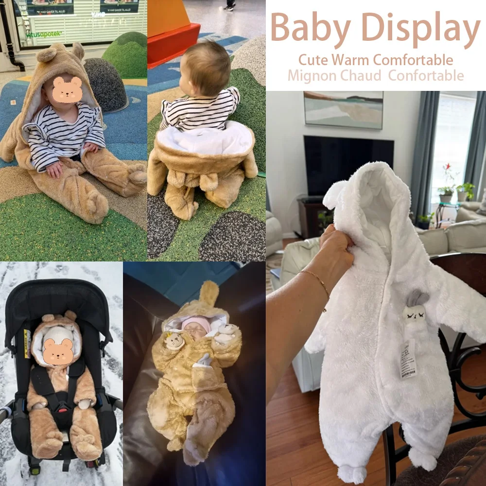 Autumn and Winter New Baby Plush Climbing Clothes Baby Warm and Thick Cartoon Dog Rabbit Cute Cotton Clothes for 0-2 Years