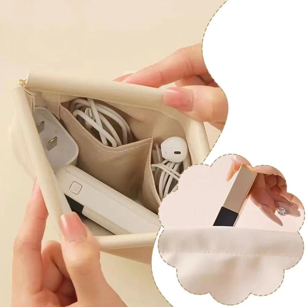 Waterproof Foldable Cosmetic Case - 11-13cm Multi-Layer Organizer for Lipstick & Makeup, Portable for Travel (White/Black/Purple
