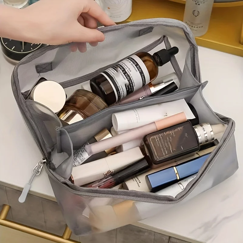Large Capacity Cosmetic Bag, Transparent Handheld Zipper Storage Bag, Visible Travel Portable Cosmetic Wash Bag