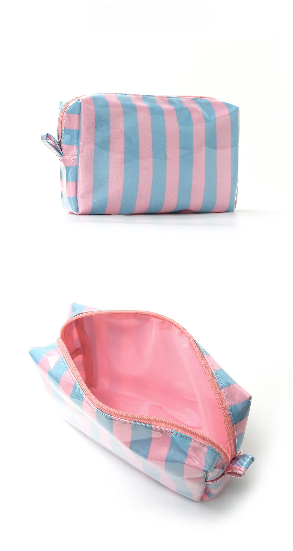 Large-capacity color-blocked makeup bag, striped storage bag, high-appearance travel portable cosmetic storage bag