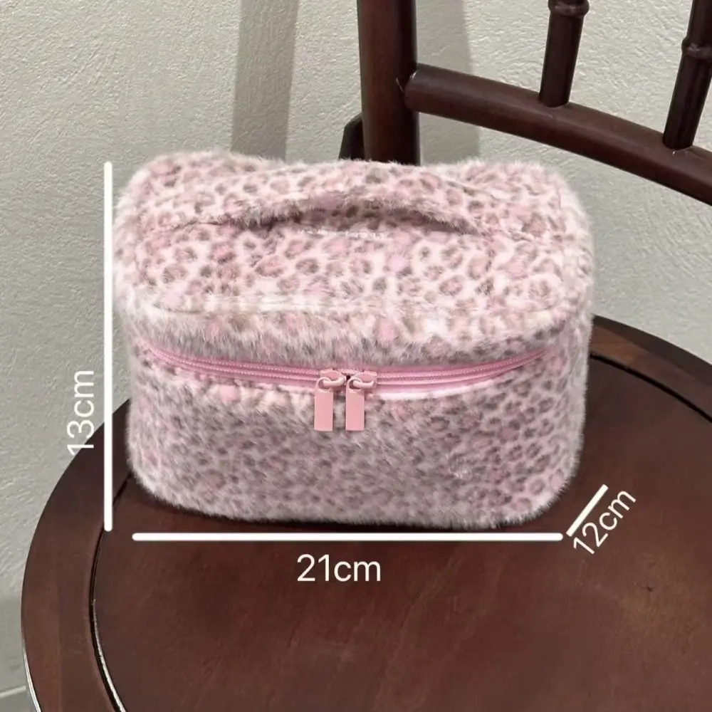 New Handheld Makeup Bag Leopard Portable Small Cosmetic Pouch Multi-functional Zipper Design Storage Case Women Girls